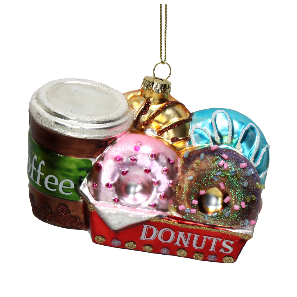 Kersthanger Donuts Koffie Glas Multi 12 cm