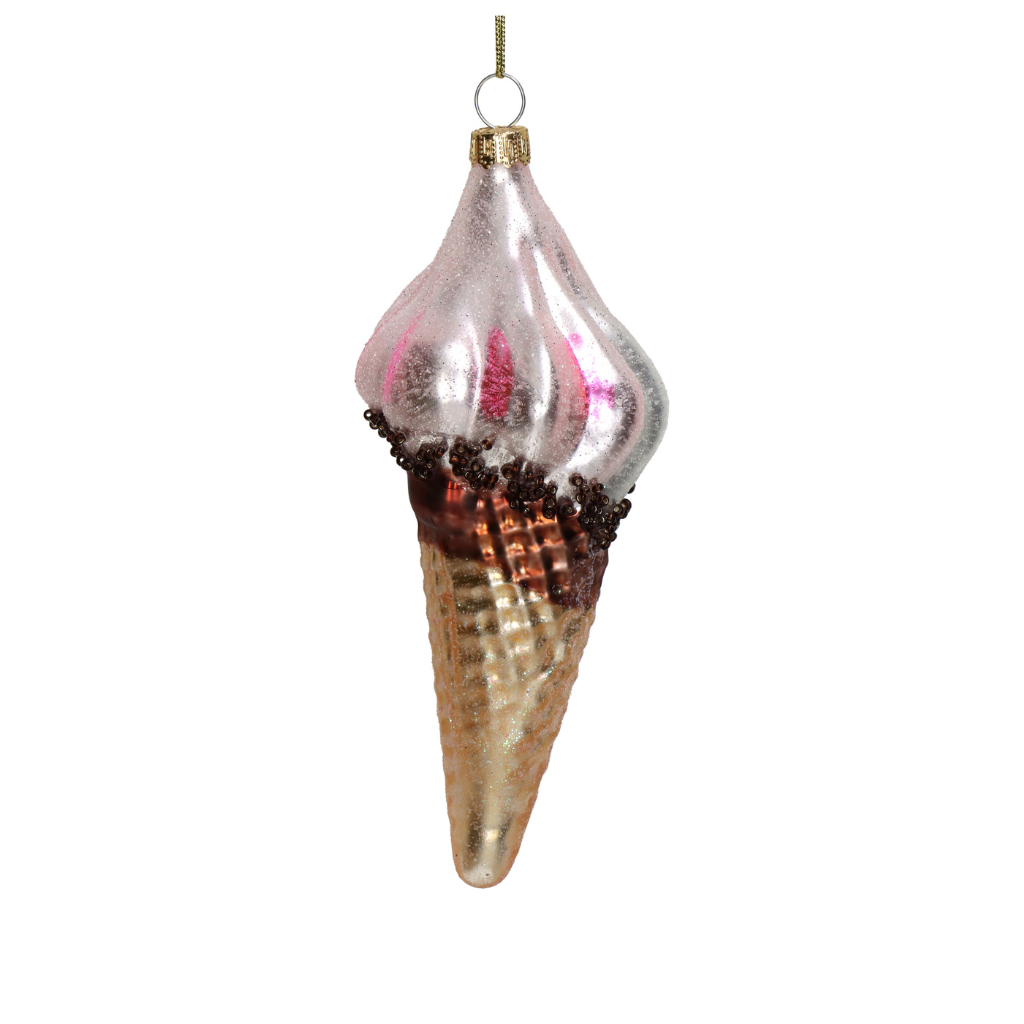Kersthanger IJsglas Roze 14.8 cm