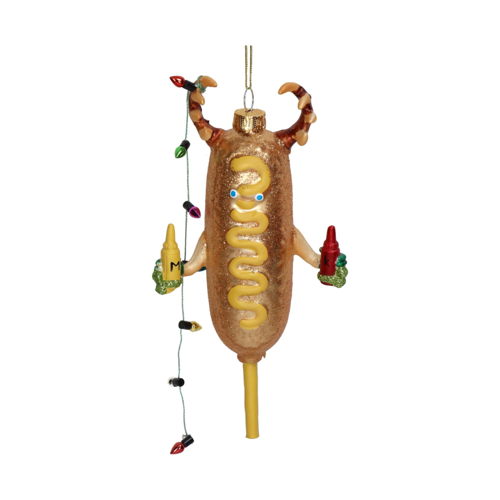 Kersthanger Rendier Hotdog Glas Multi 17.4 cm