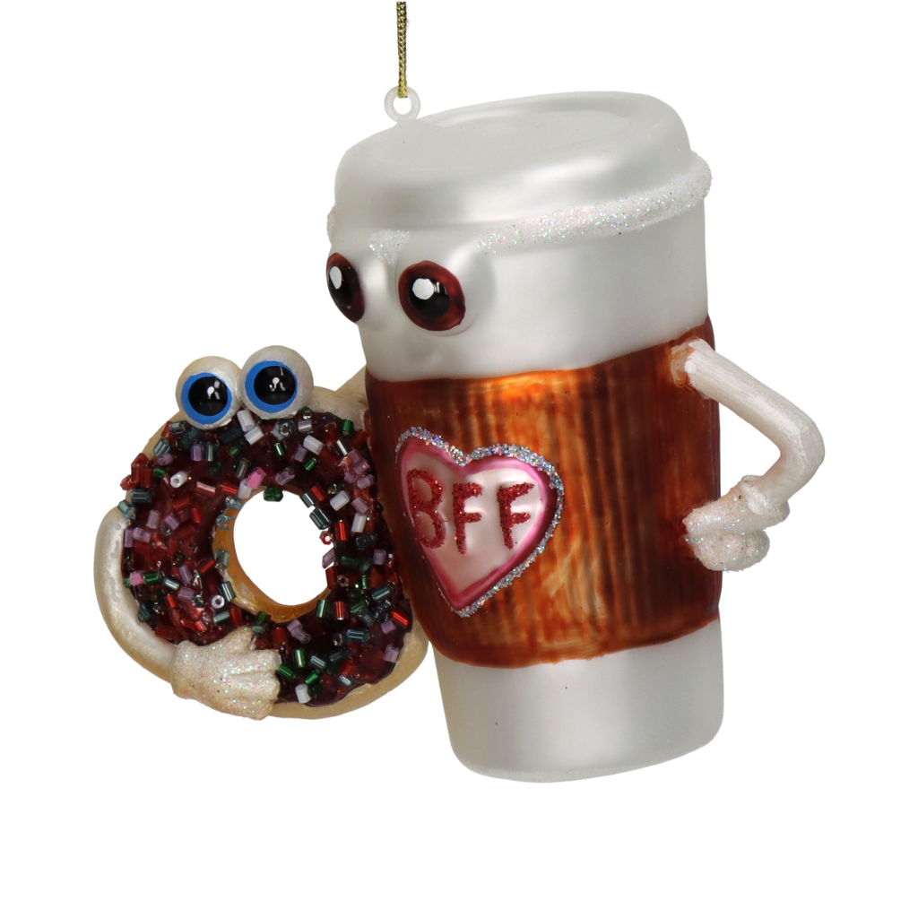 Kersthanger Koffie Donut Glas Multi 11.4 cm