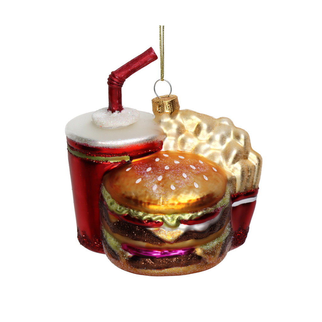 Kersthanger Fast Food Menu Glas Multi 10.7 cm