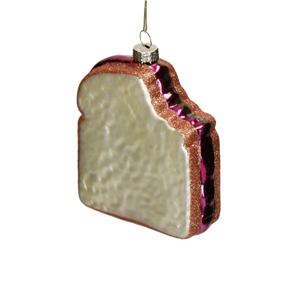 Kersthanger Plakje Brood Glas Wit 10.7 cm