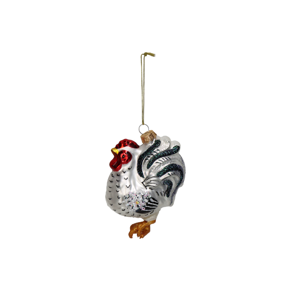 Kersthanger Kip Glas Wit 11.4 cm
