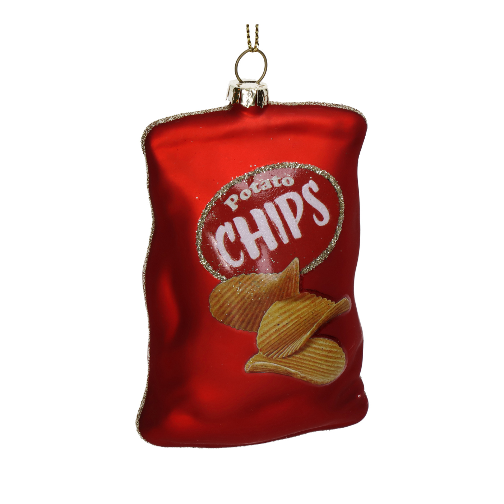 Kersthanger Chips Tas Glas Rood 10 cm
